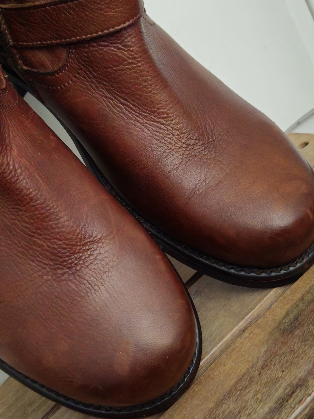 Frye Men's Cognac Leather Buckle Ankle Boots - Picture 4 of 16